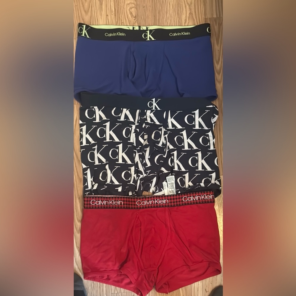 Calvin Klein Boxer Briefs Set - Navy, Logo Print, Red